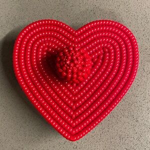 ❤️ Red Heart Trinket Box | Faux-Beaded Plastic Jewelry & Keepsake Case